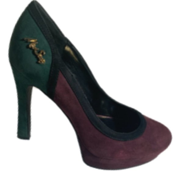 Miss Sixty High Heels Green & Burgundy Suede 8 - Picture 1 of 10